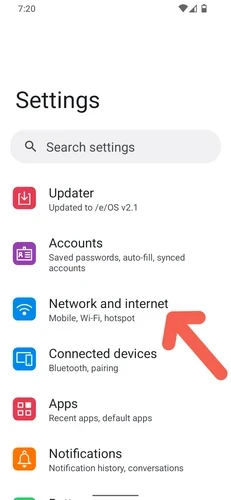 tap on network and internet
