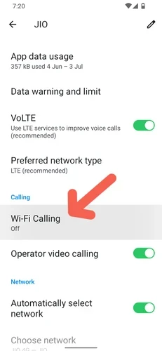 tap on Wi-Fi calling