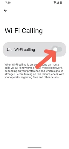 toggle Wi-Fi calling ON