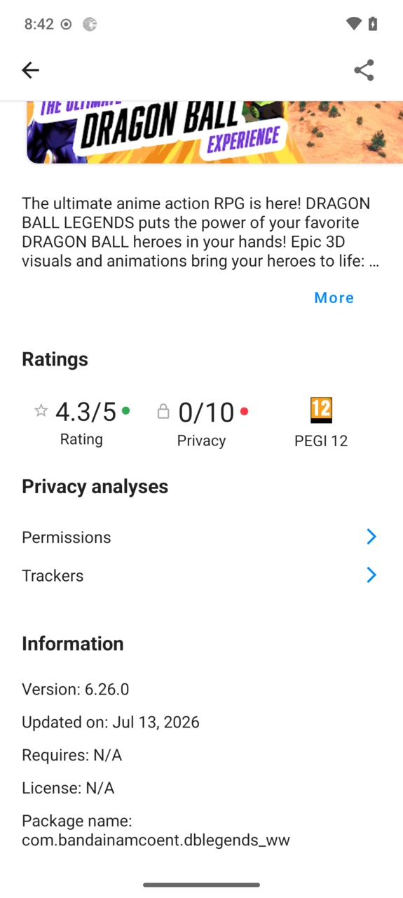 App Lounge page showing the PEGI 12 content rating