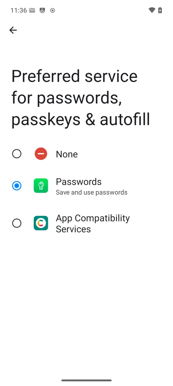 Preferred service for passwords, passkeys & autofill