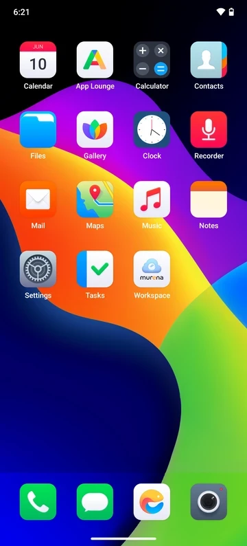 Home screen with Settings
